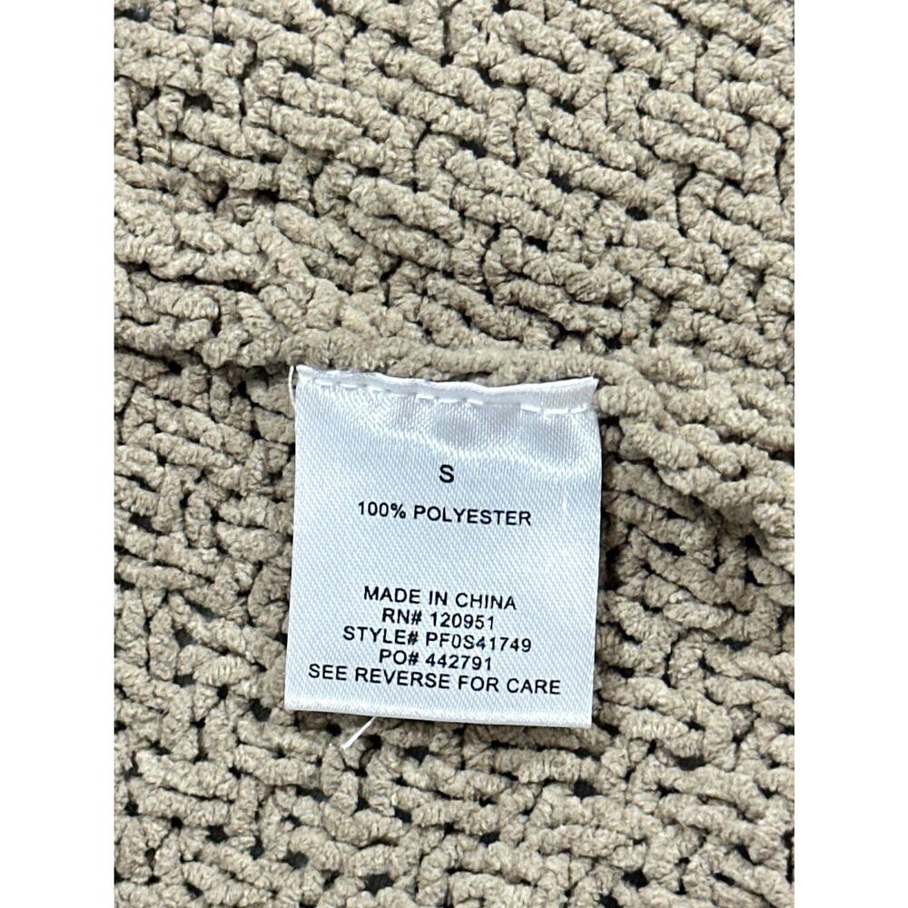 Pink Rose Beige Cable Knit Cardigan Sweater Small Open Front Longline Pockets - Picture 11 of 13
